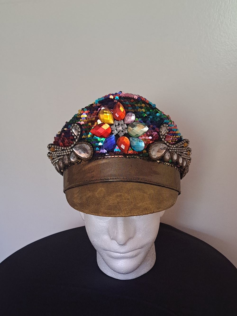 Sequin Captain Hat Embellished Multicolor Sequin Women's Cap